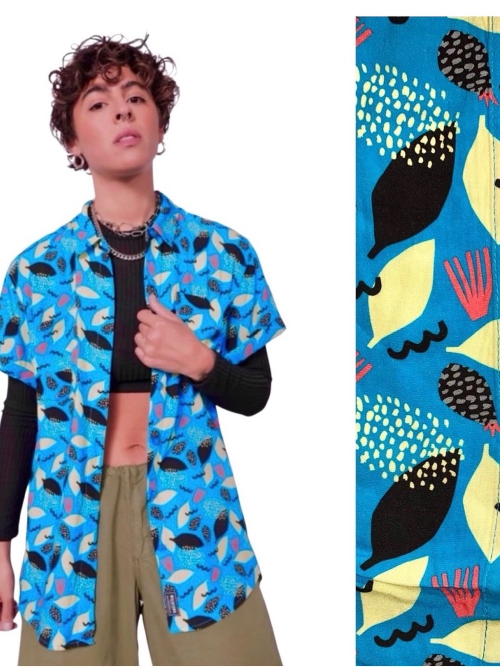 NWT Wildfang The Empower Button Up Tropical Punch